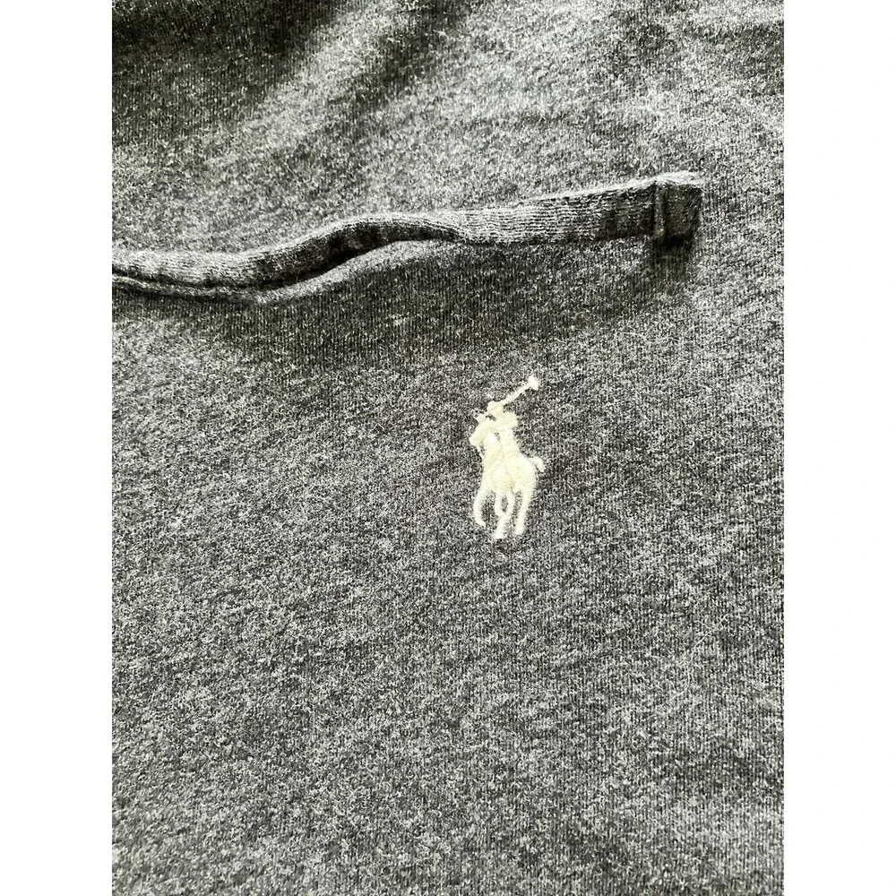 Polo Ralph Lauren Men XXL Dark Charcoal Gray Cotton Knit Hoodie Light Pullover - Picture 4 of 8